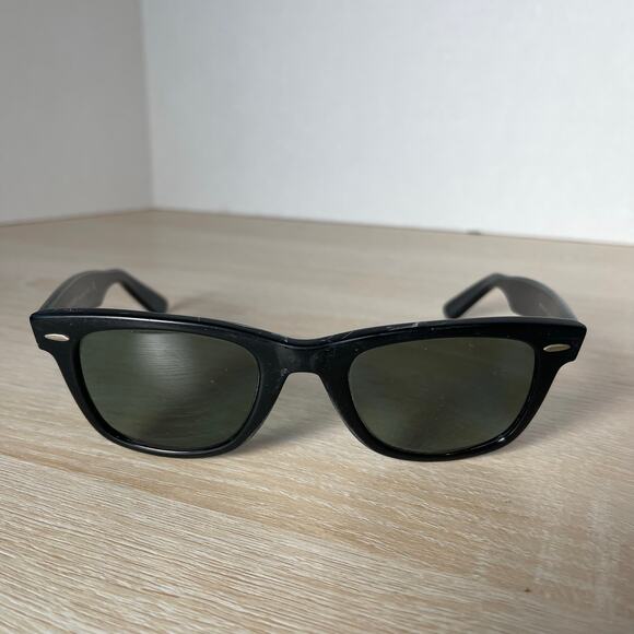 Ray-Ban RB2140 901 Wayfarer Sunglasses Black PARTS ONLY 50-22 Italy - Picture 2 of 11